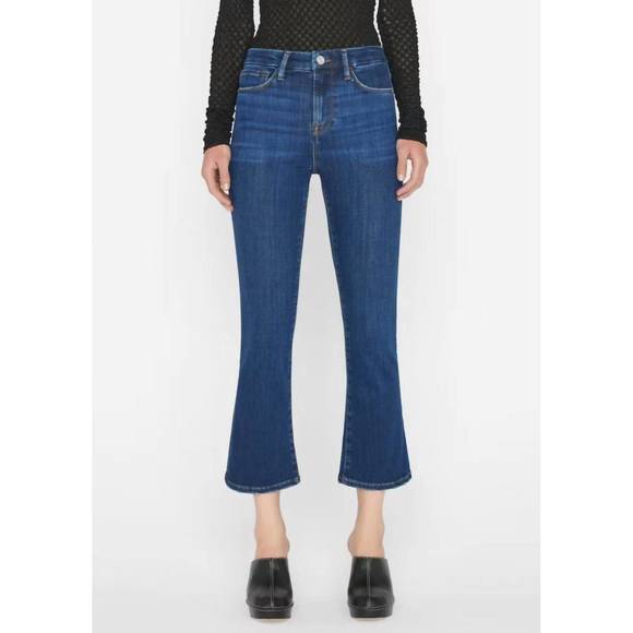NEW FRAME women's le crop mini boot jeans in majesty blue - Picture 1 of 2